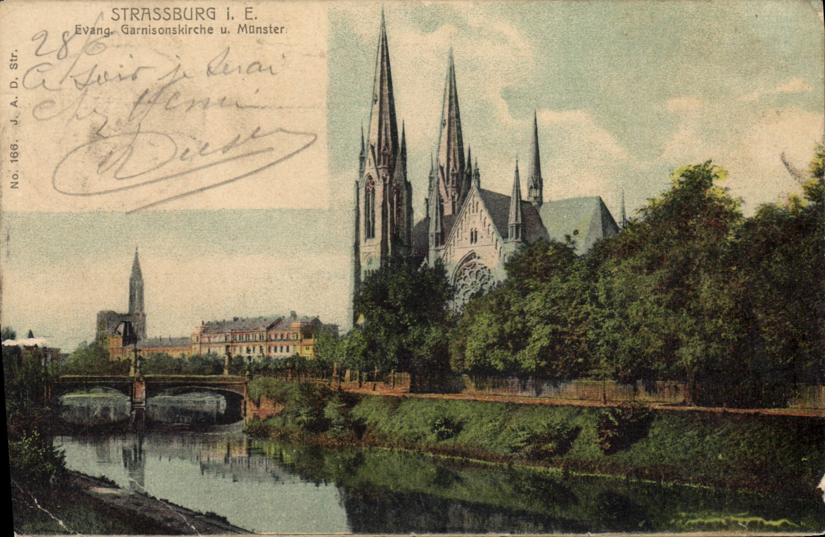 CPA Strassburg Evang Garnisonskirche u Munster 