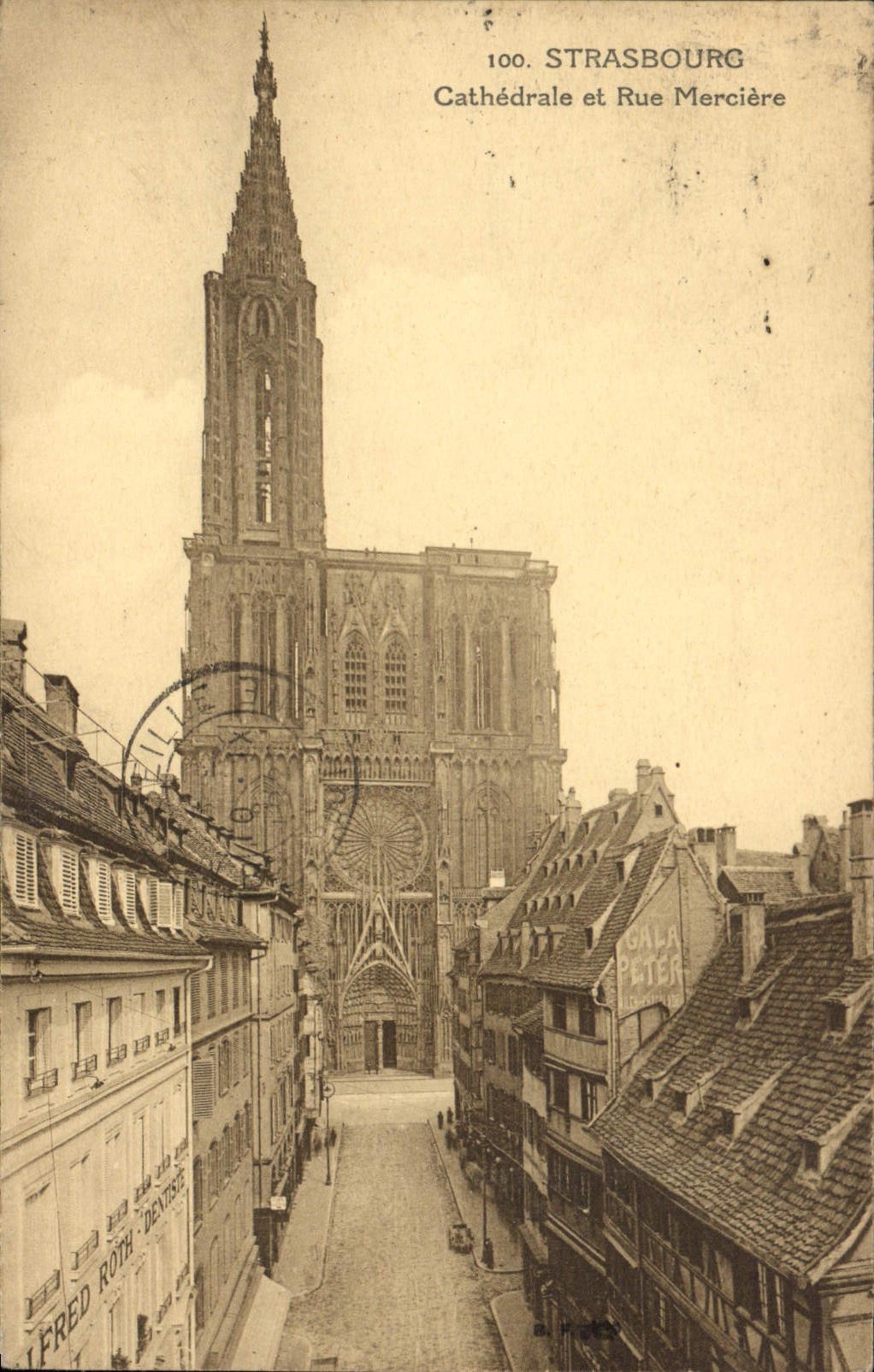 CPA Strasbourg cathedrale et rue Merciere 