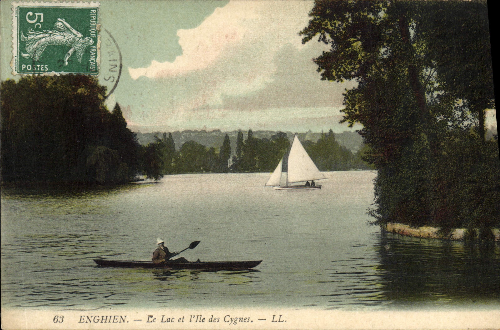 CPA Enghien le lac et l'Ile des Cygnes