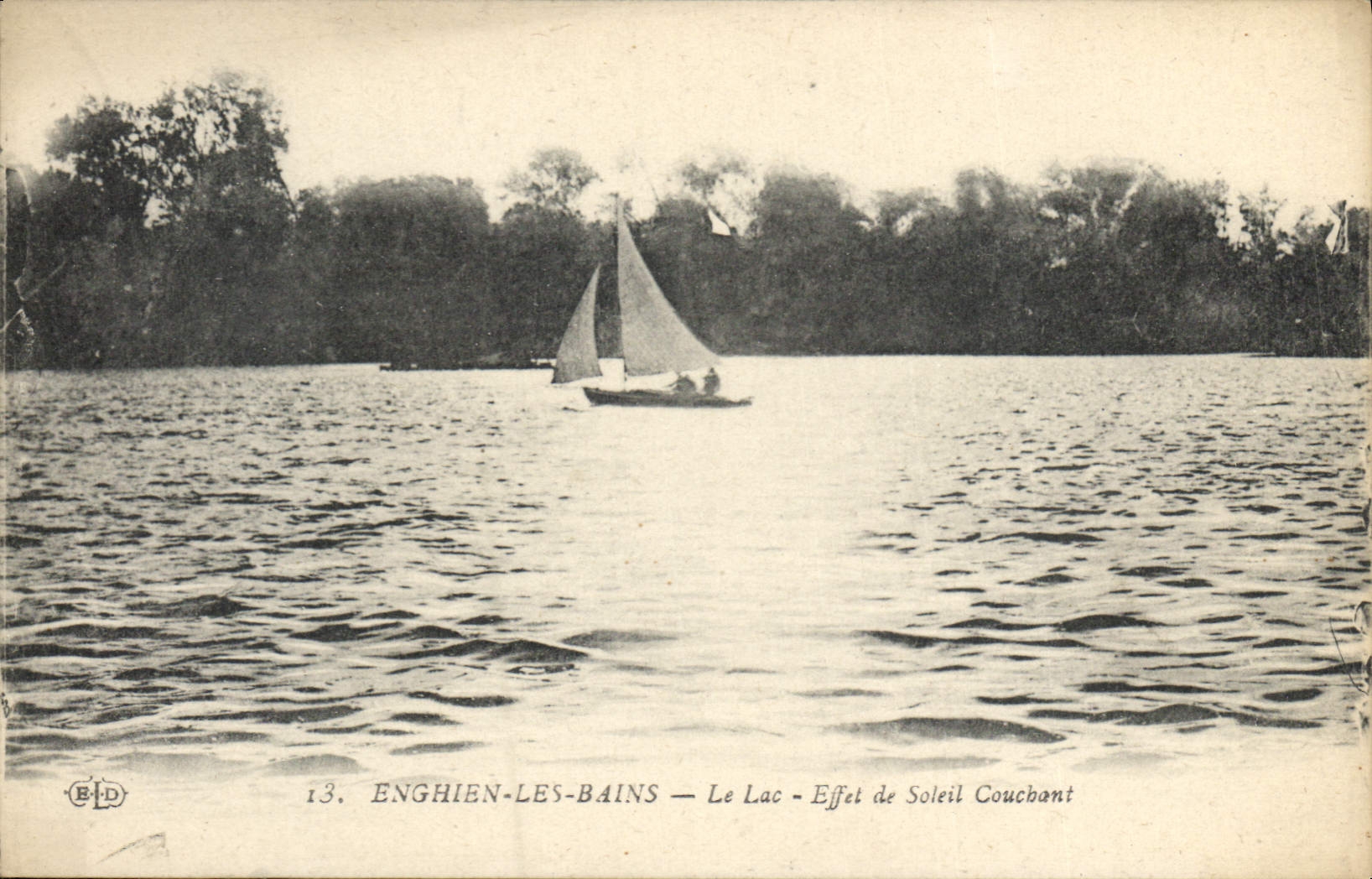 CPA Enghien les Bains le lac Effet de Soleil Couchant
