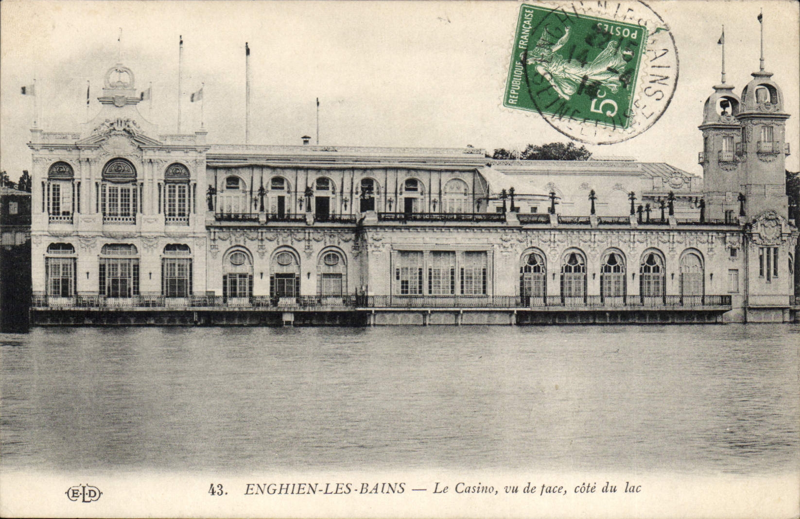 CPA Enghien les Bains le Casino vu de face cote du lac