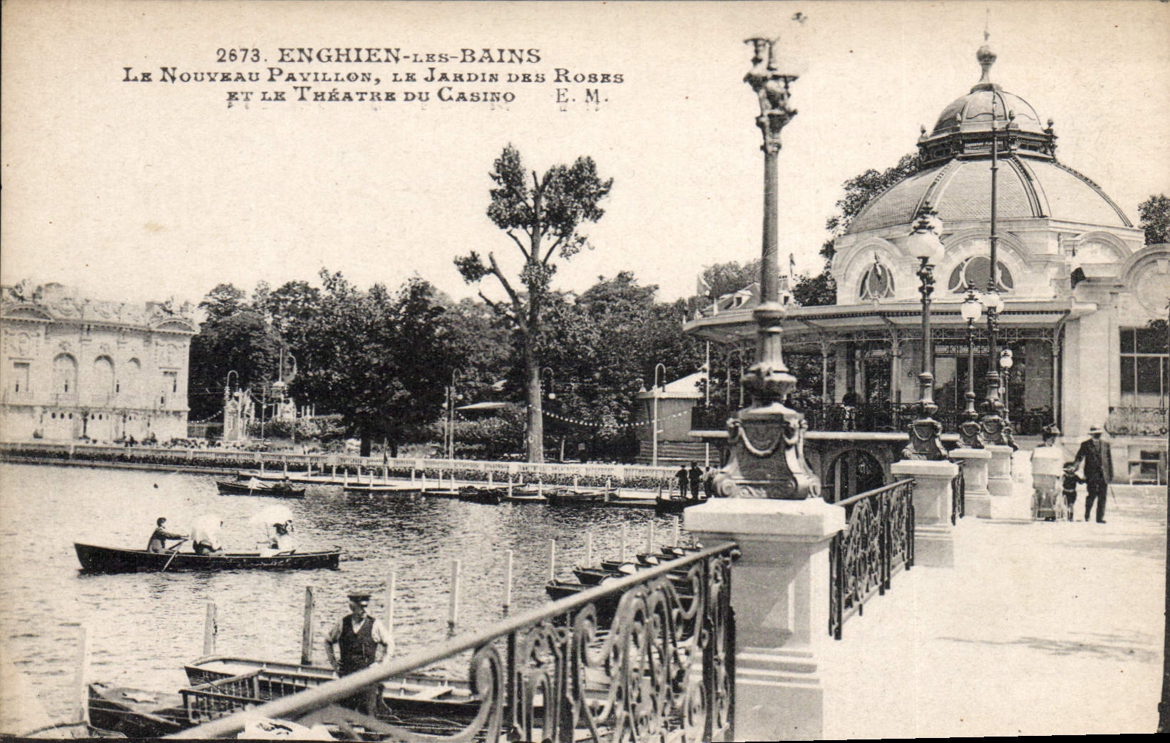 CPA Enghien les Bains le Nouveau Pavillos le jardin des Roses et le Theatre du casino
