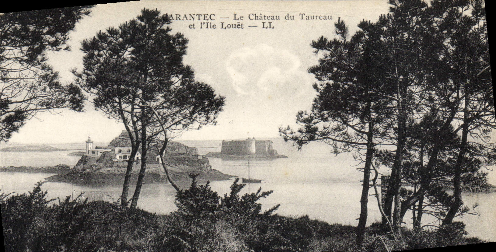 CPA Carantec le chateau du Taureau et l'Ile Louet