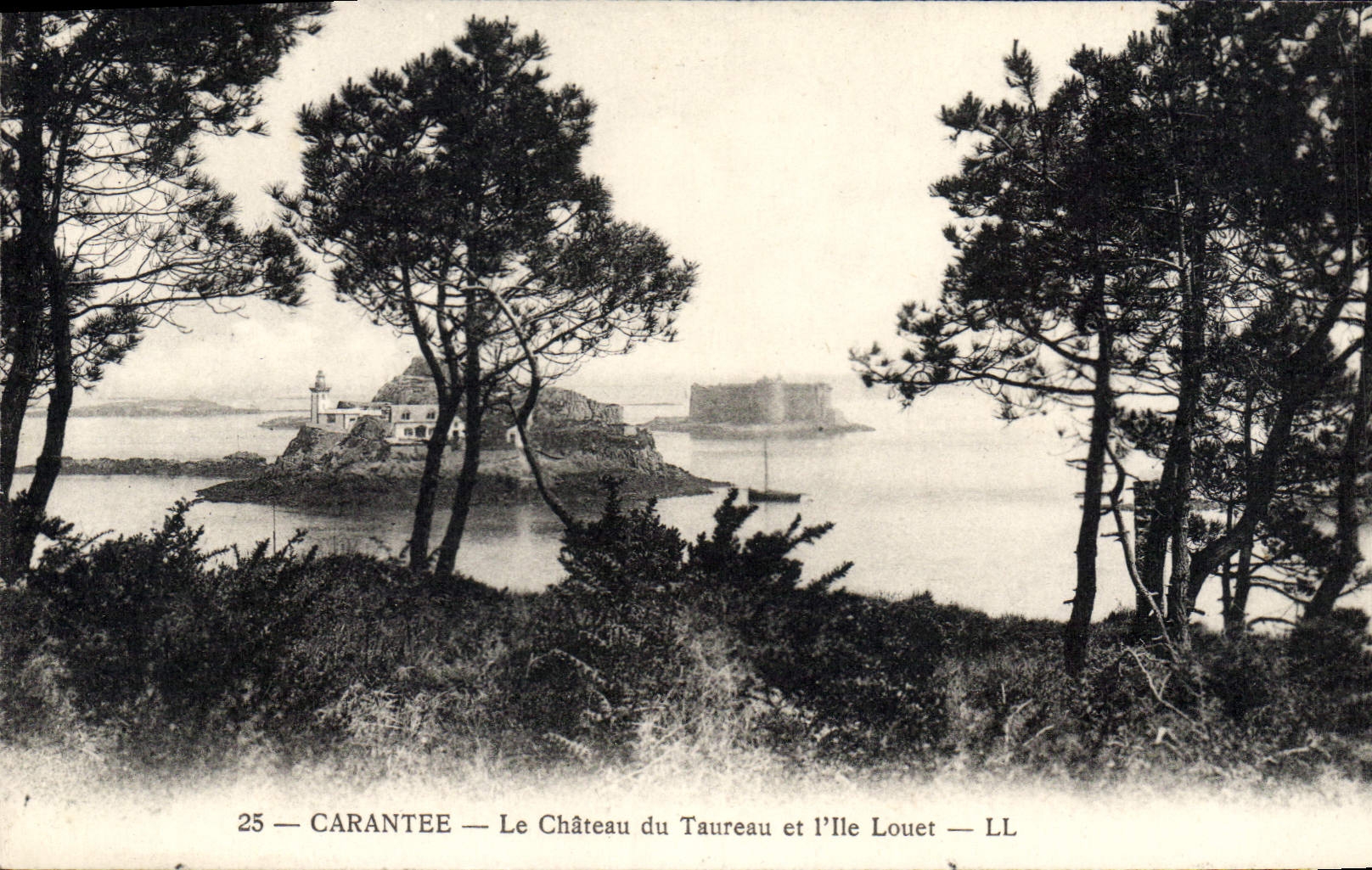 CPA Carantec le chateau du Taureau et l'Ile Louet
