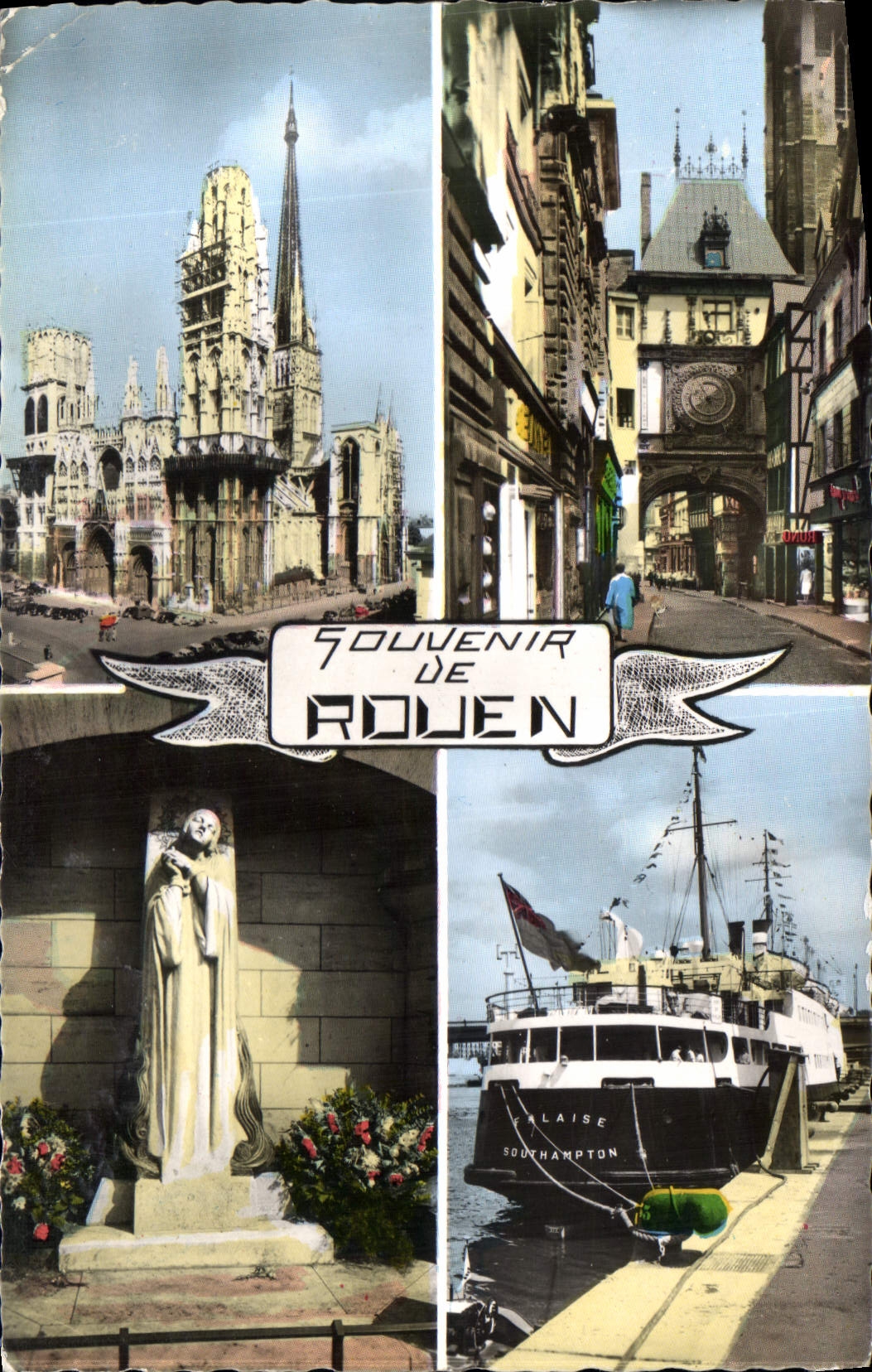 CPA Rouen la cathedrale le Gros Horloge Jeanne d'Arc le port 