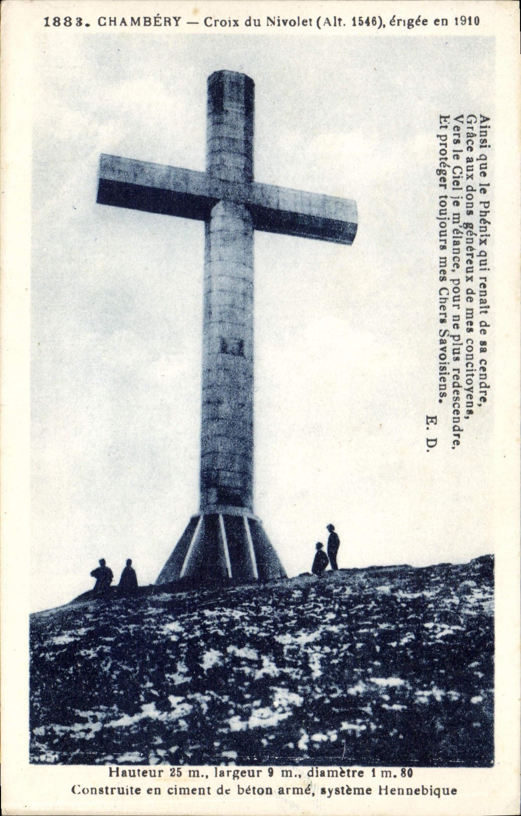 CPA Chambery Croix du Nivolet erigee en 1910 construit en ciment de beton arme systeme Hennebique 
