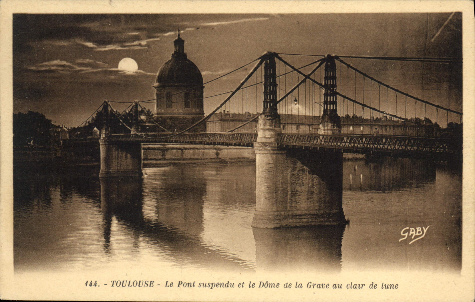 CPA Toulouse le pont suspendu et le Dome de la Grave au clair du Lune 