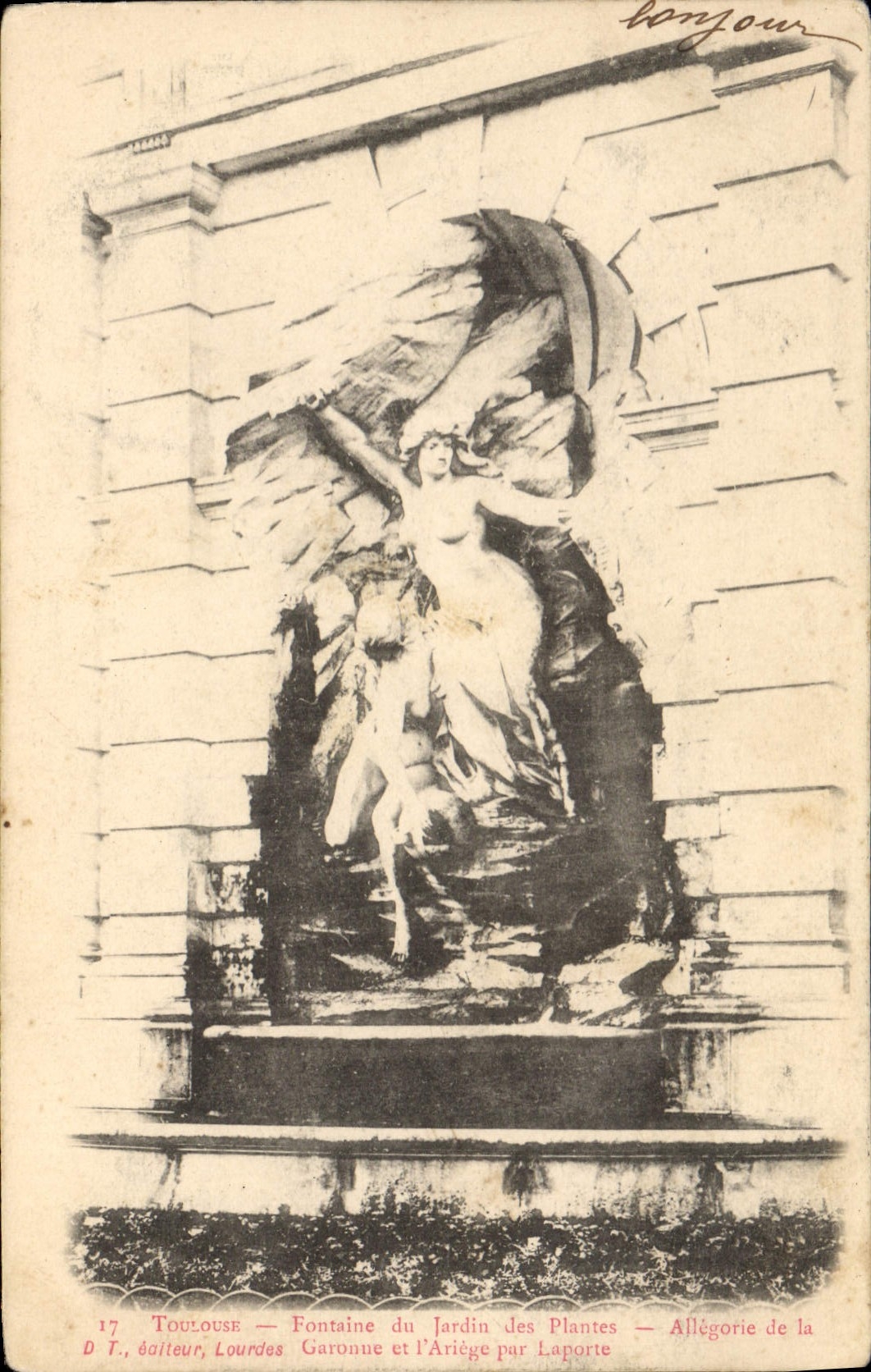 CPA Toulouse fontaine du jardin des plantes Allegorie Lourdes Garonne et l'Ariege par Laporte