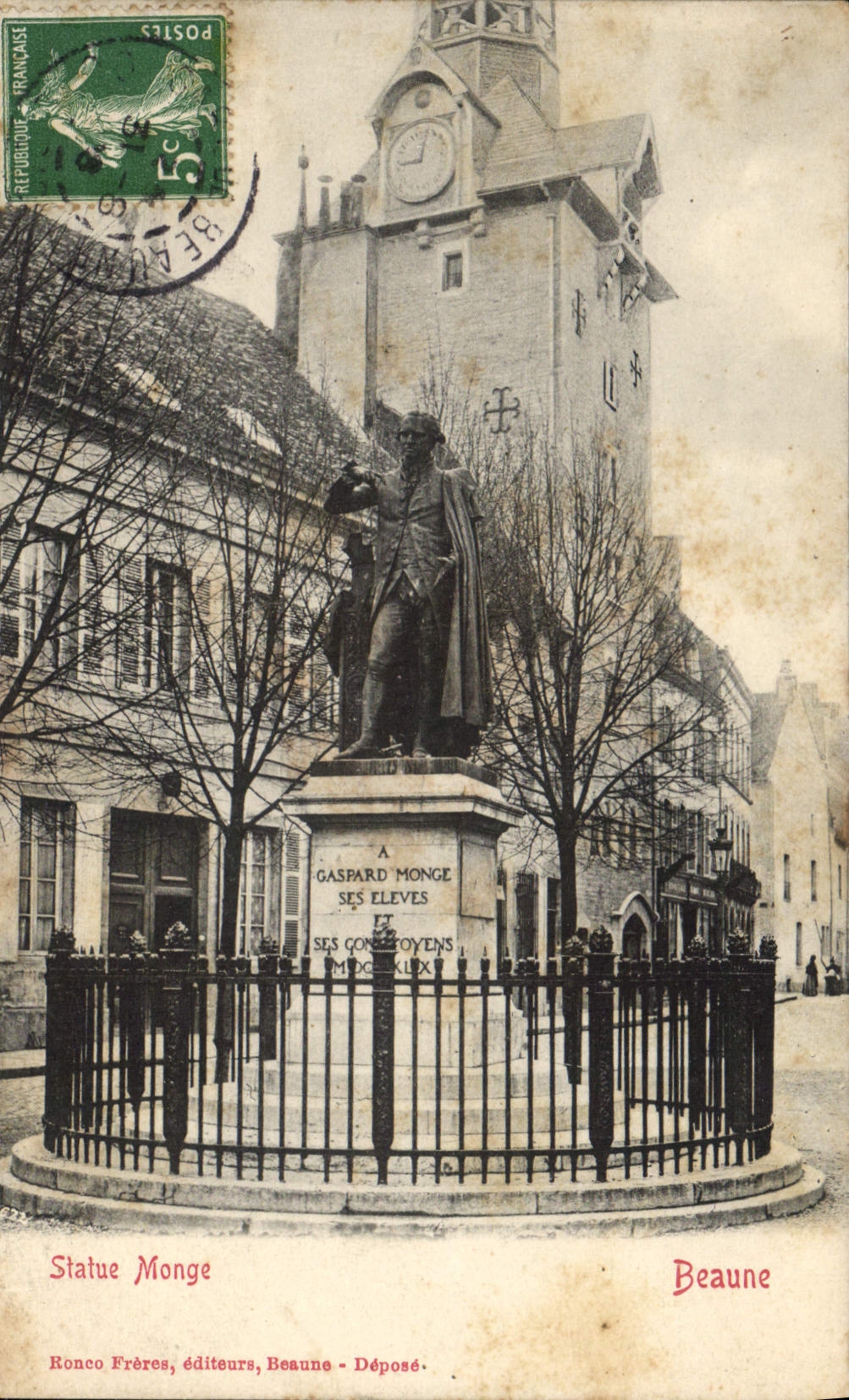 CPA Beaune statue Monge 