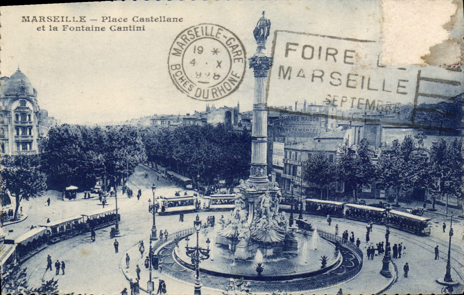 CPA Marseille Place Castellane et la Fontaine Cantini
