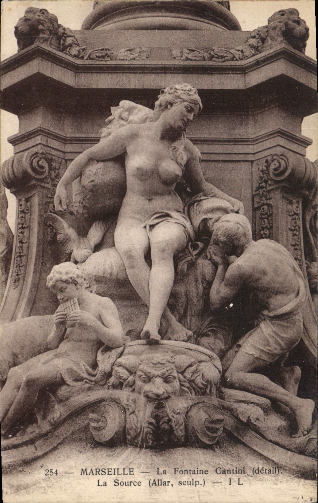 CPA Marseille La Fontaine Cantini (detail) La Source