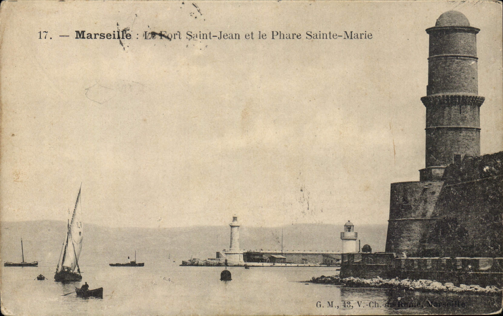 CPA Marseille Le Fort Saint Jean et le Phare Sainte Marie