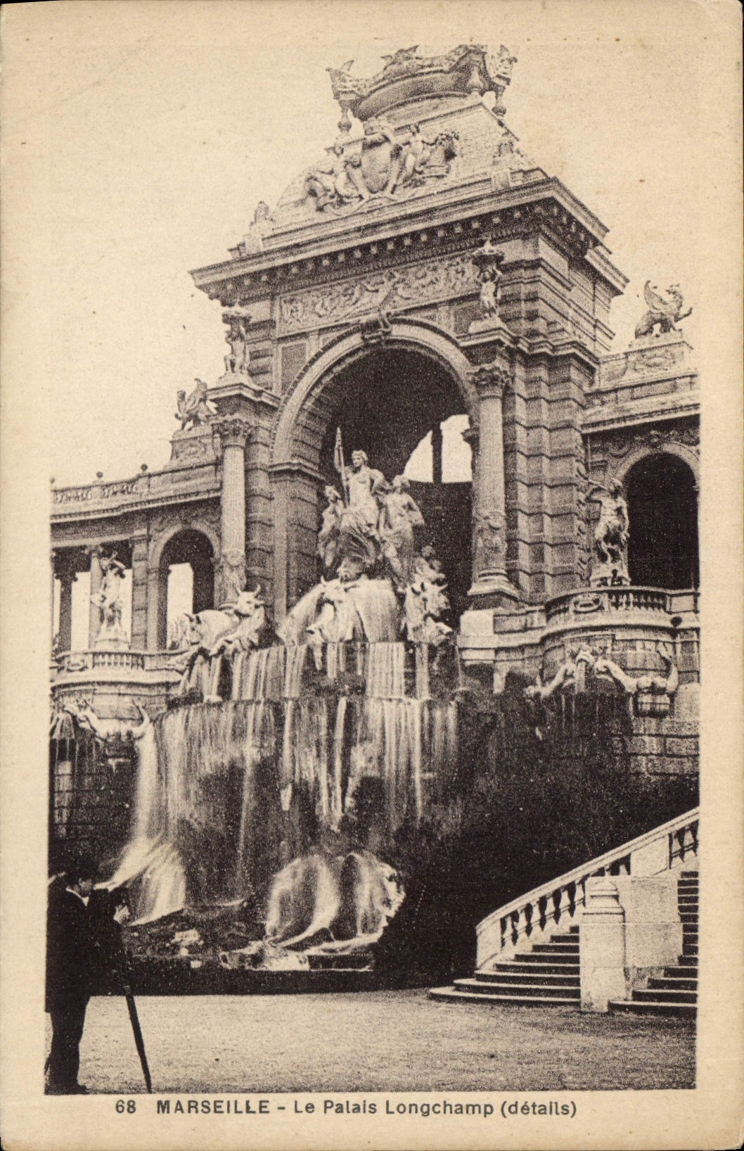 CPA Marseille Le Palais Longchamp (Detail)