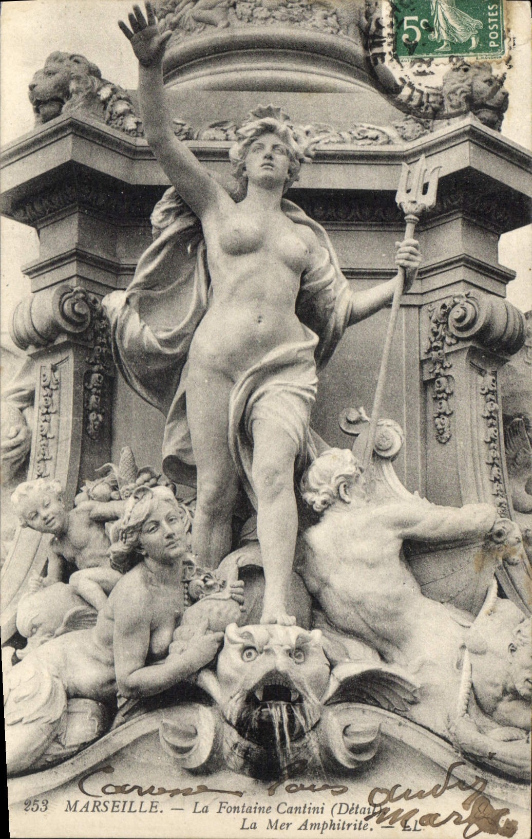 CPA Marseille Fontaine Cantini (Detail) La Mer Amphitrite