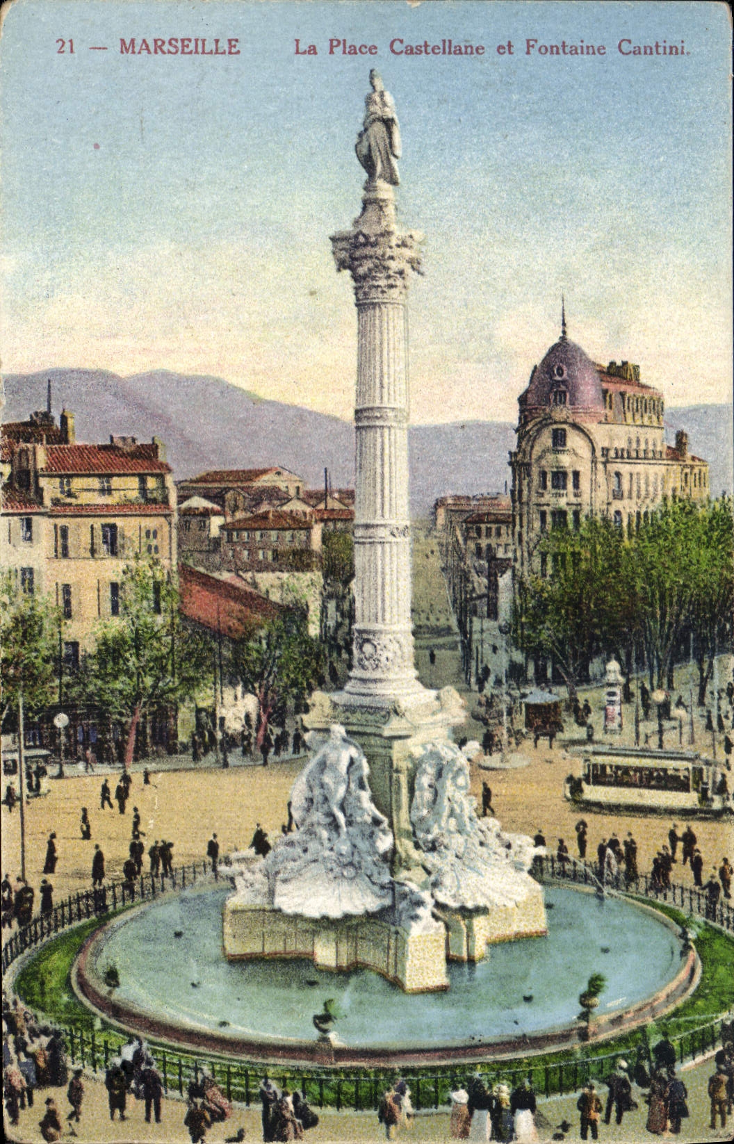 CPA Marseille la Place Castellane et Fontaine Cantini
