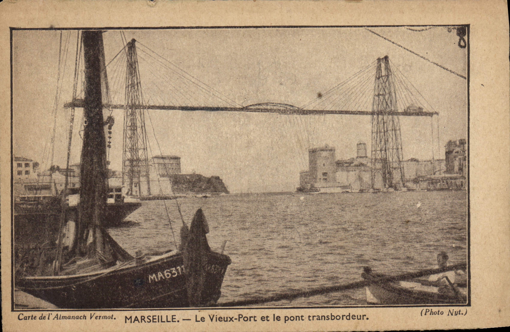 CPA Marseille Le Vieux Port et le pont transbordeur