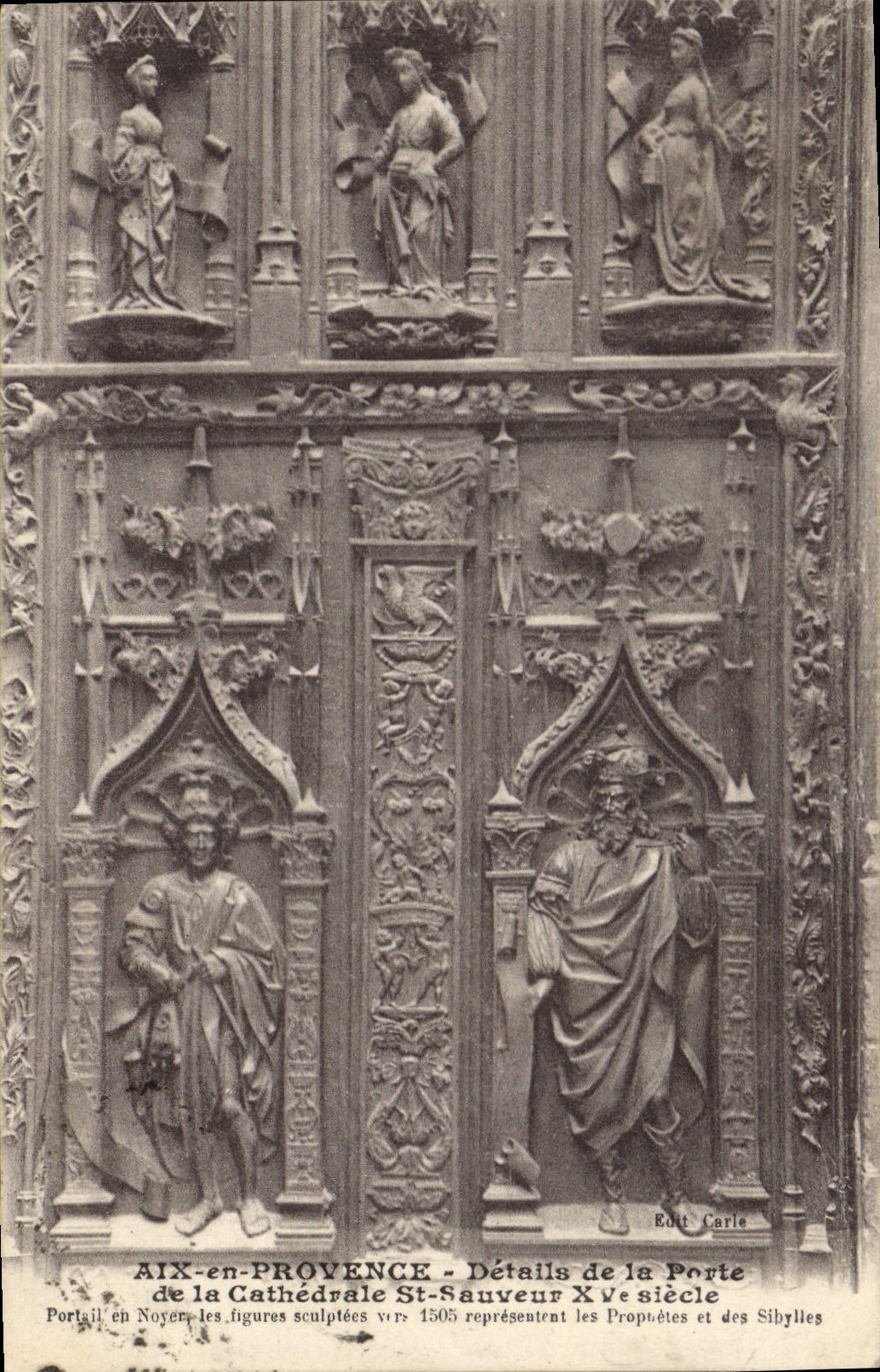 CPA Aix en Provence Details de la Porte de la Cathedrale St Sauveur XVe siecle