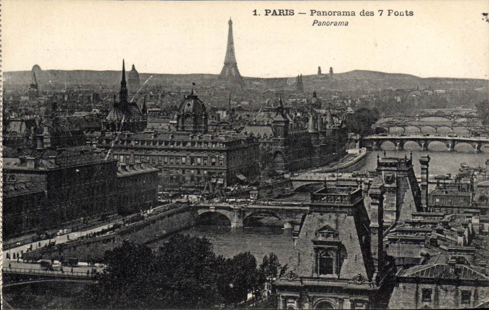 CPA Paris Panorama des 7 Ponts Tour Eiffel