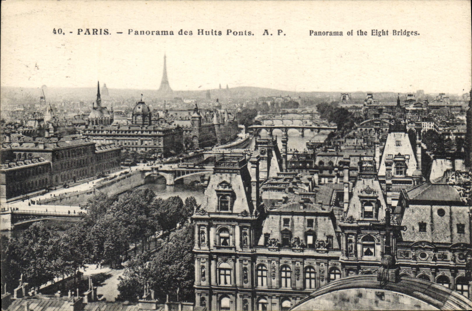 CPA Paris Panorama des Huits Ponts Tour Eiffel