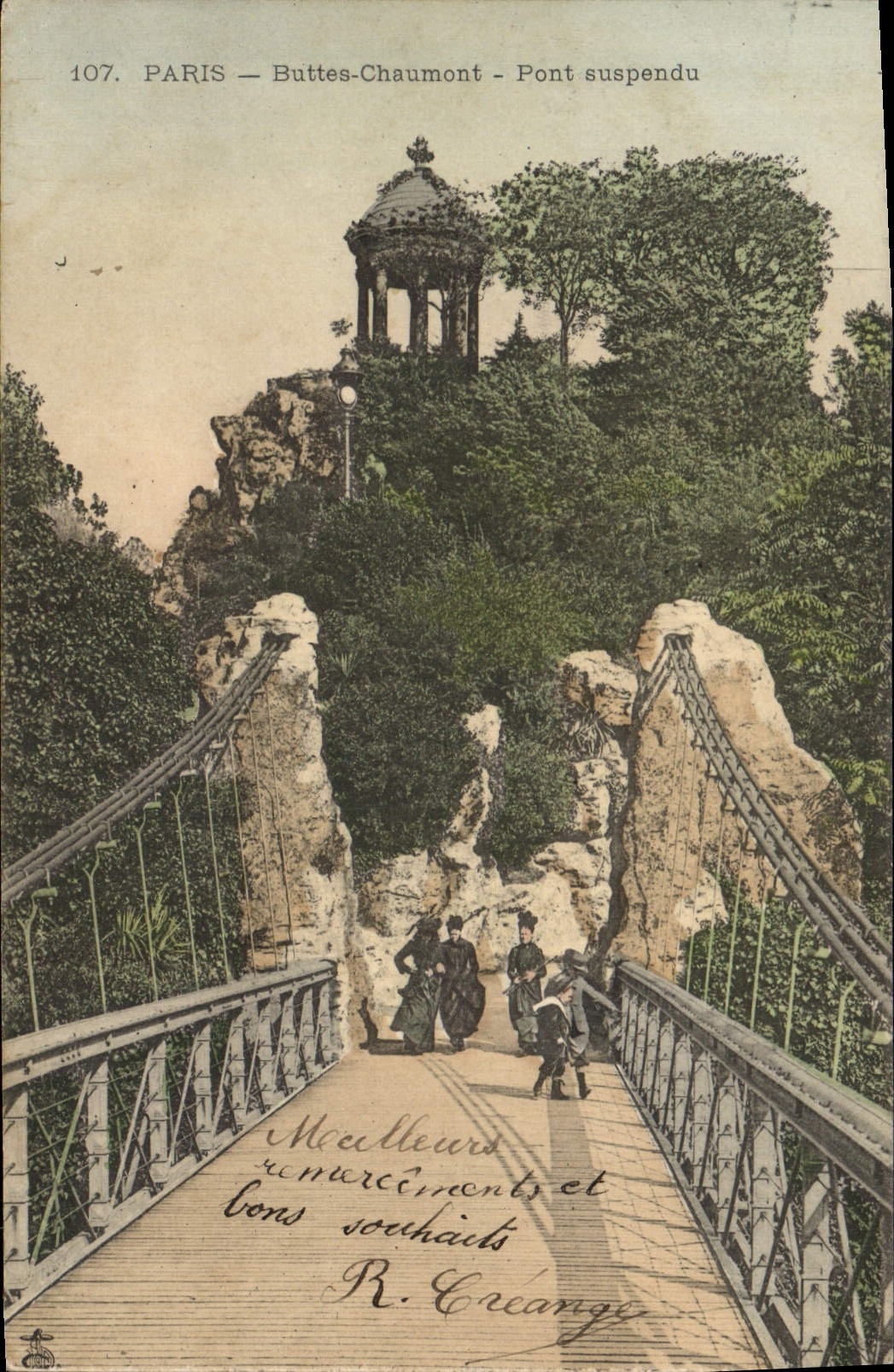 CPA Paris Buttes Chaumont Pont Suspendu