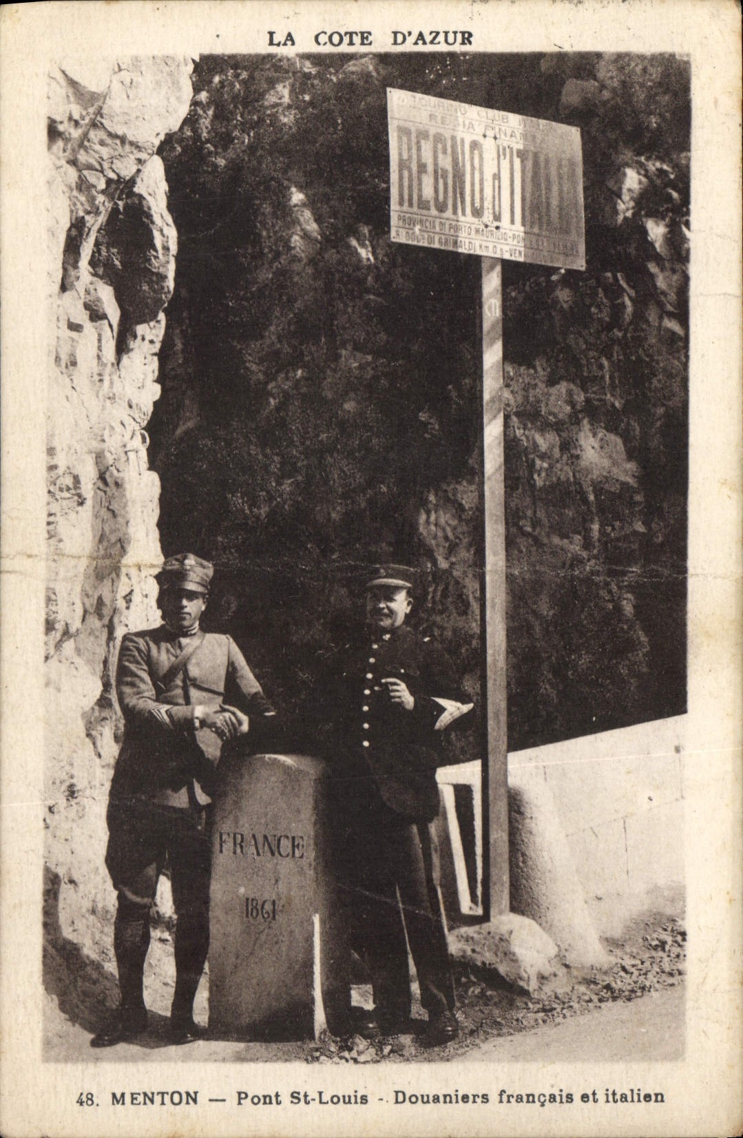 CPA La Cote d'Azur Menton Pont St Louis Douaniers francais et italien