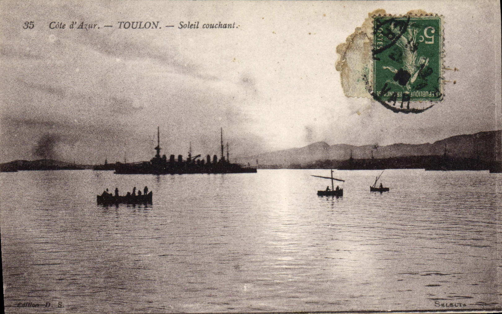 CPA Cote d'Azur Toulon Soleil couchant Bateau