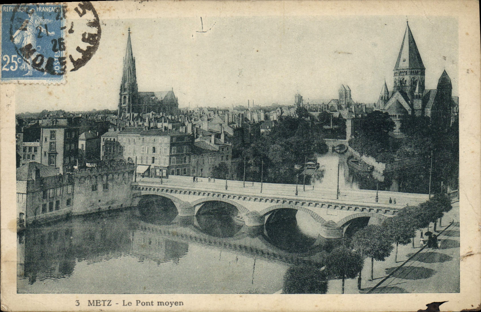 CPA Metz le pont moyen 