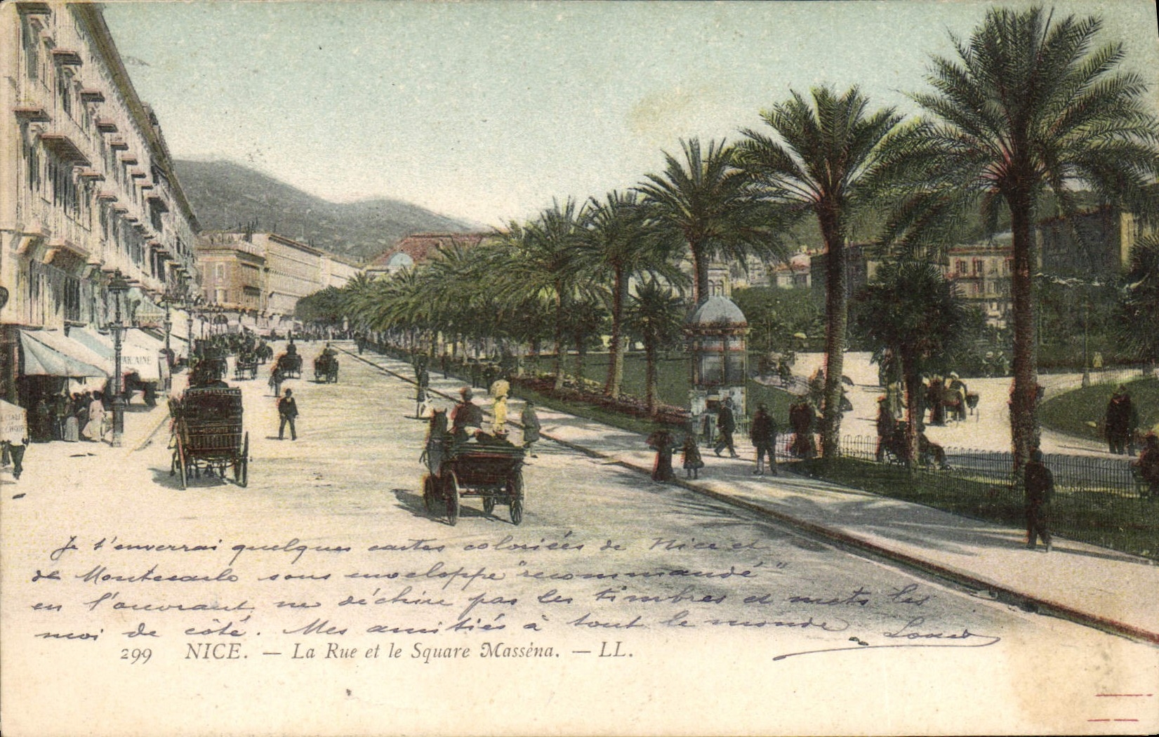 CPA Nice la rue et le Square Massena