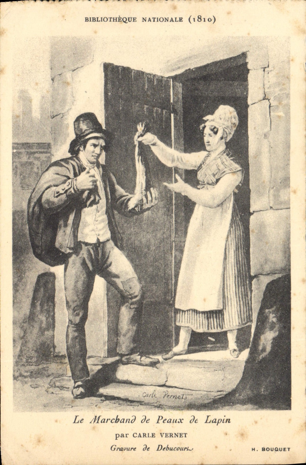CPA Bibliotheque Nationale 1810 le Marchand de Peaux de Lapin 