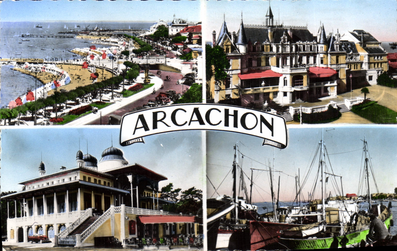 CPA Arcachon de G a D plage et 3 Jetees casino de la plage Casino Mauresque les Sardiniers 