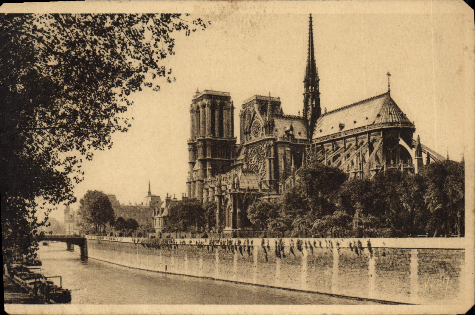 CPA Paris en Flanant Notre Dame et le Square de l'Archeveche 