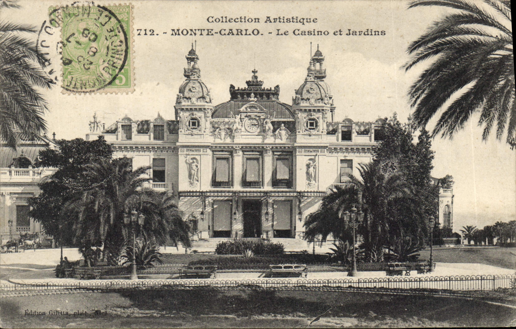 CPA Collection Artistique Monte Carlo le casino et Jardins