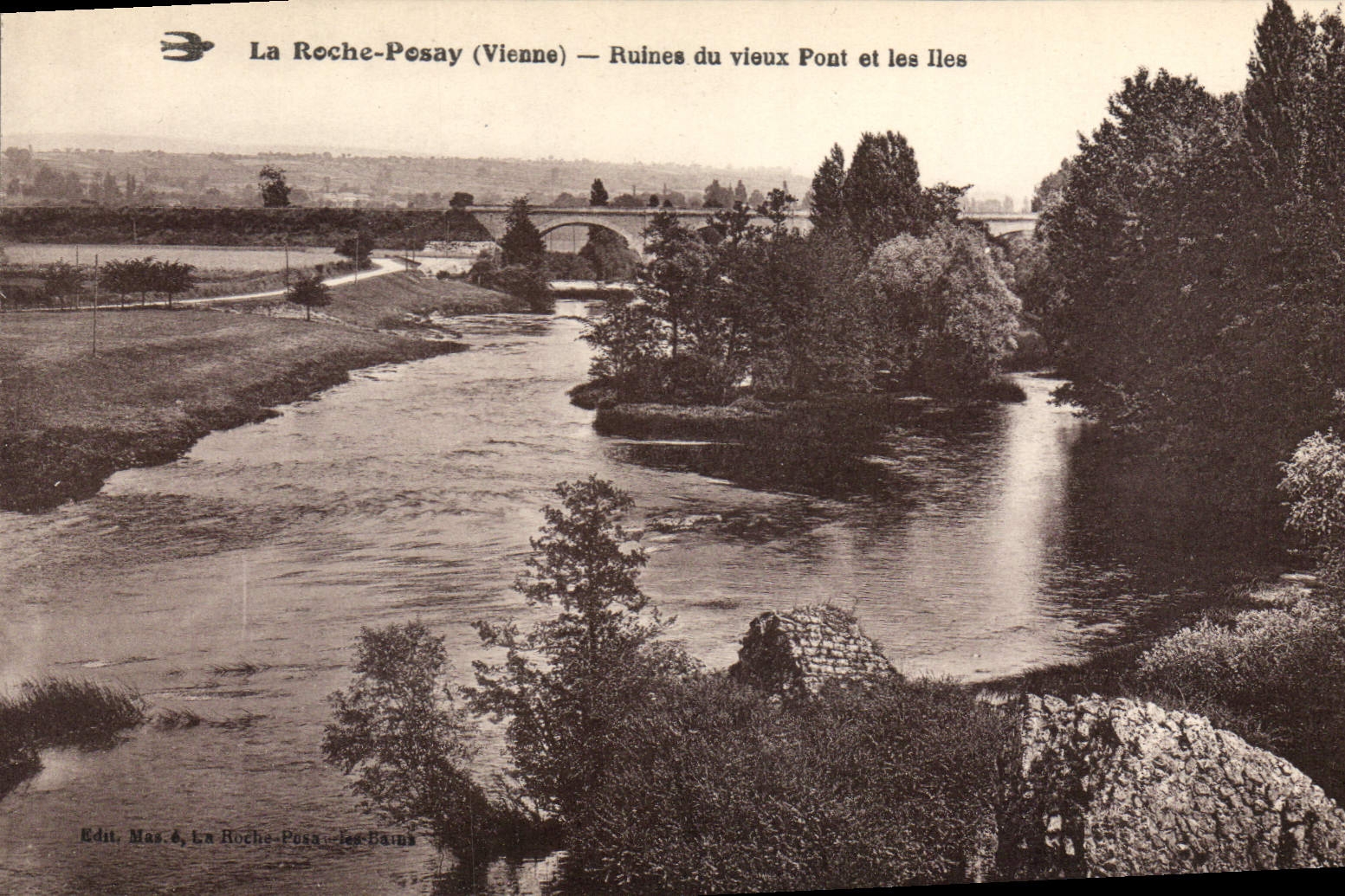 CPA La Roche Posay Vienne Ruines du vieux Pont et les Iles