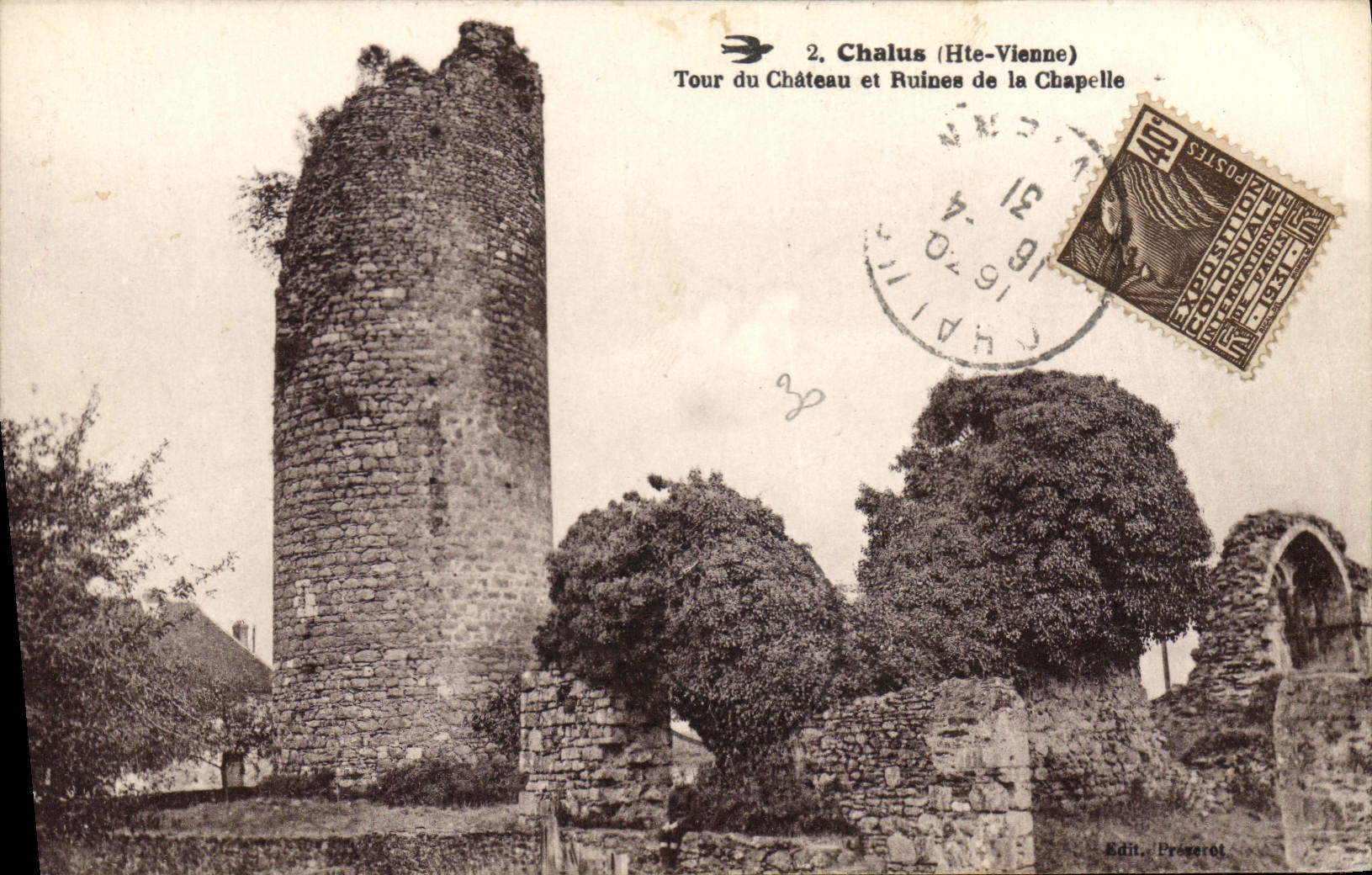 CPA Chalus Hte Vienne Tour du Chateau et Ruines de la Chapelle 