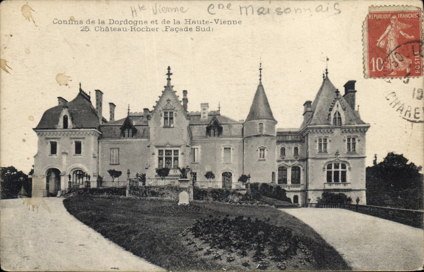 CPA Confins de la Dordogne et de la Haute Vienne Chateau Rocher Facade Sud