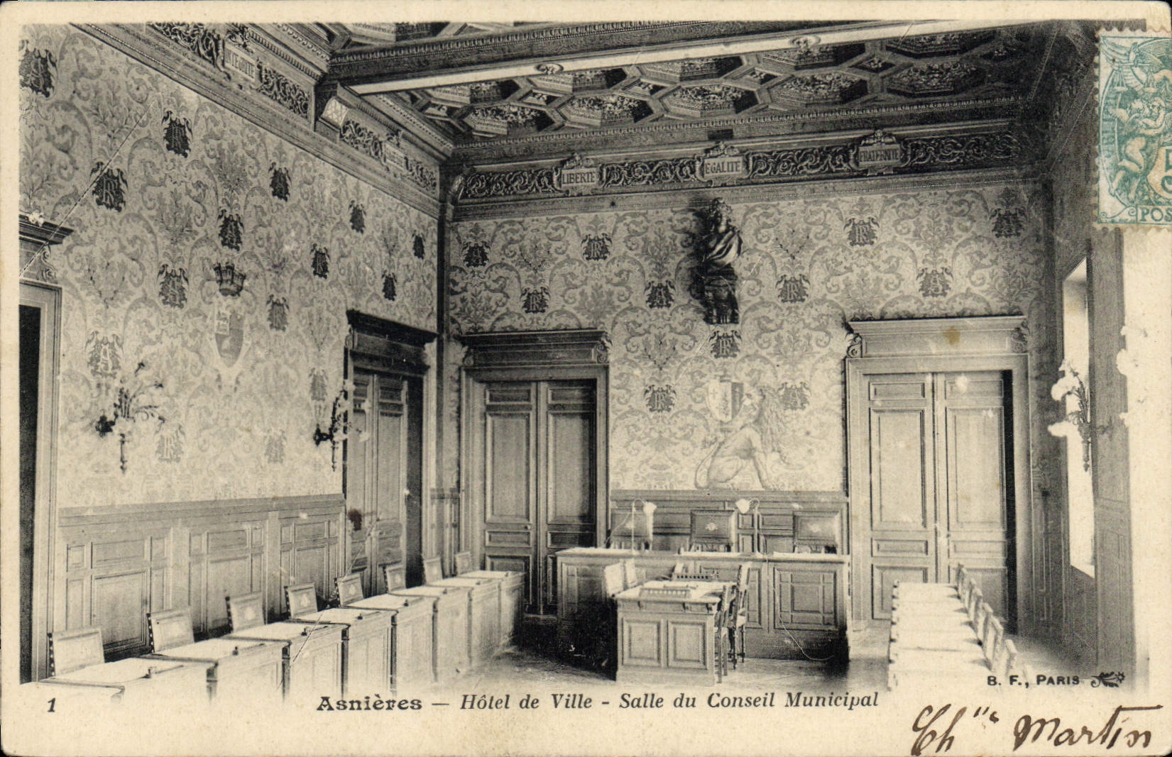 CPA Asnieres Hotel de Ville Salle du Conseil Municipal 