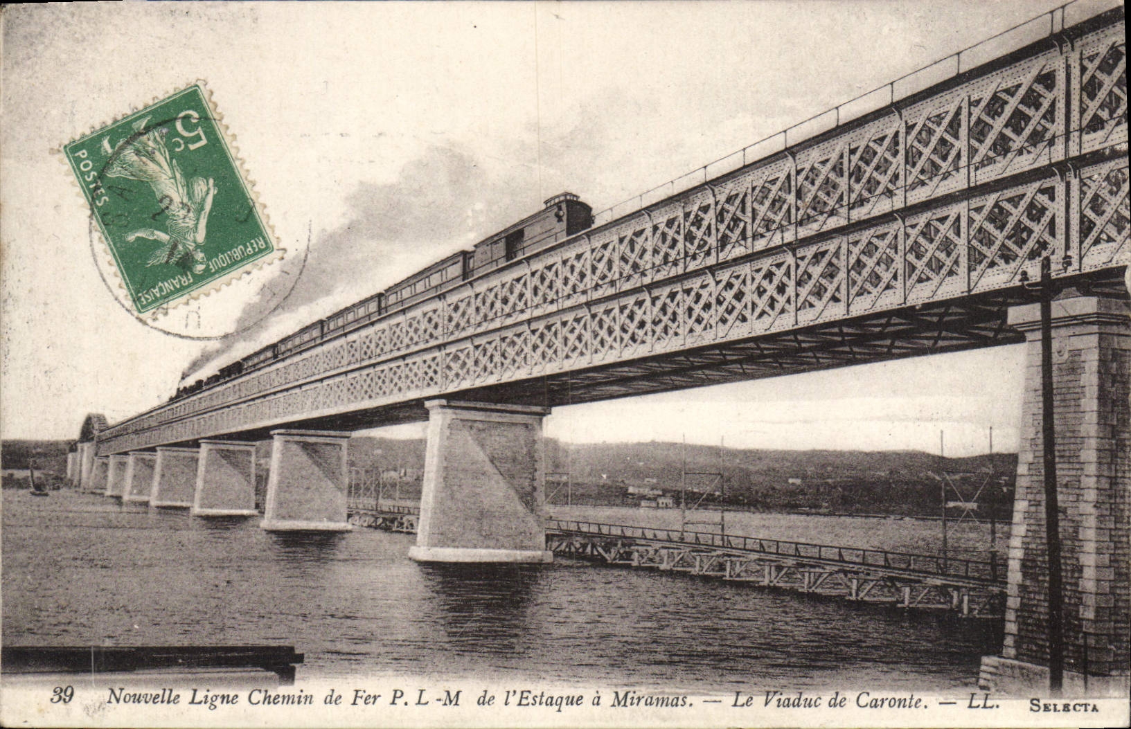 CPA Nouvelle Ligne Chemin de Fer P L M de l'Estaque a Miramas Le Viaduc de Caronte Train