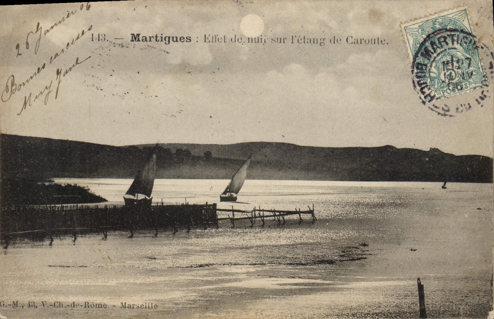 CPA Martigues Effet de nuit sur l'etang de Caronte
