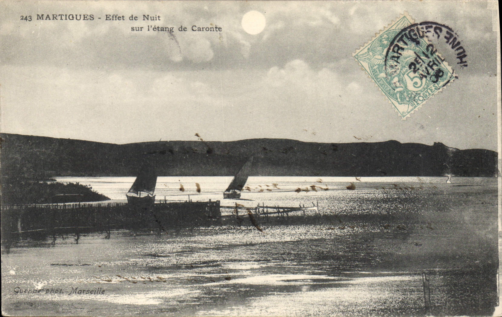 CPA Martigues Effet de nuit sur l'Etang de Caronte