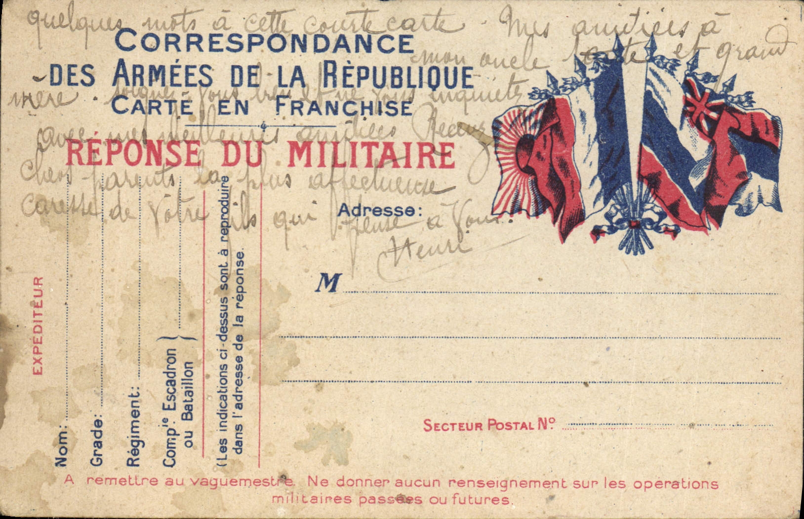 Carte de Franchise Militaire 