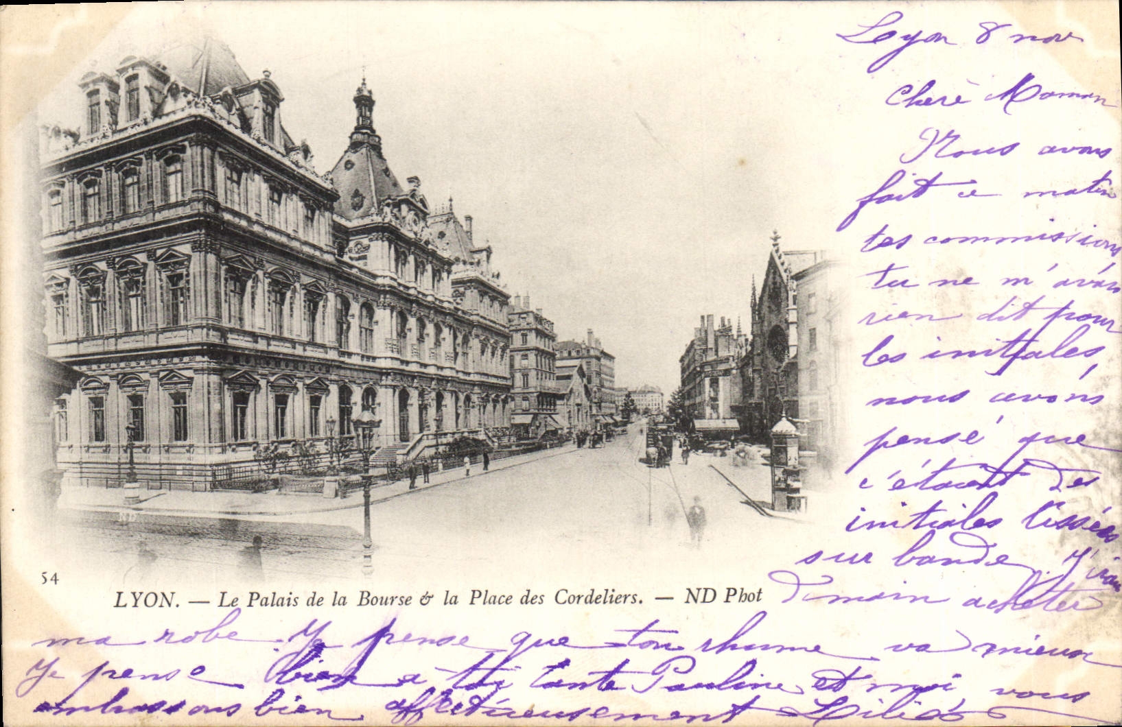CPA Lyon Le Palais de la Bourse et la Place des Cordeliers 