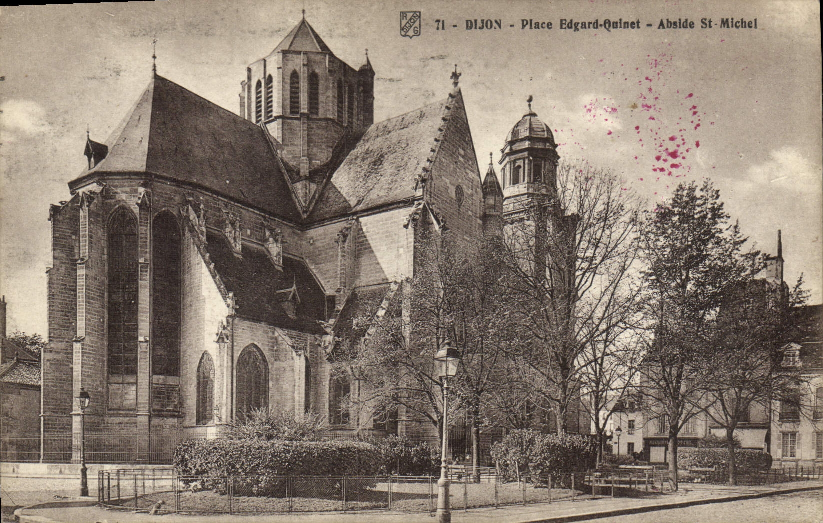 CPA Dijon place Edgard Quinset Abside St Michel 