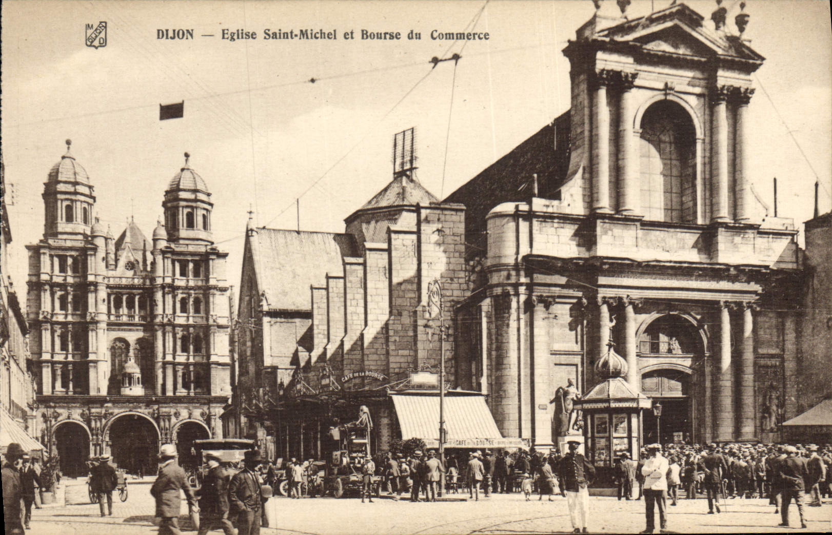 CPA Dijon eglise Saint Michel et Bourse du Commerce 