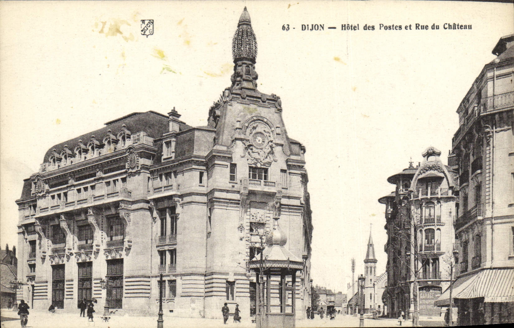 CPA Dijon hotel des postes et rue du chateau