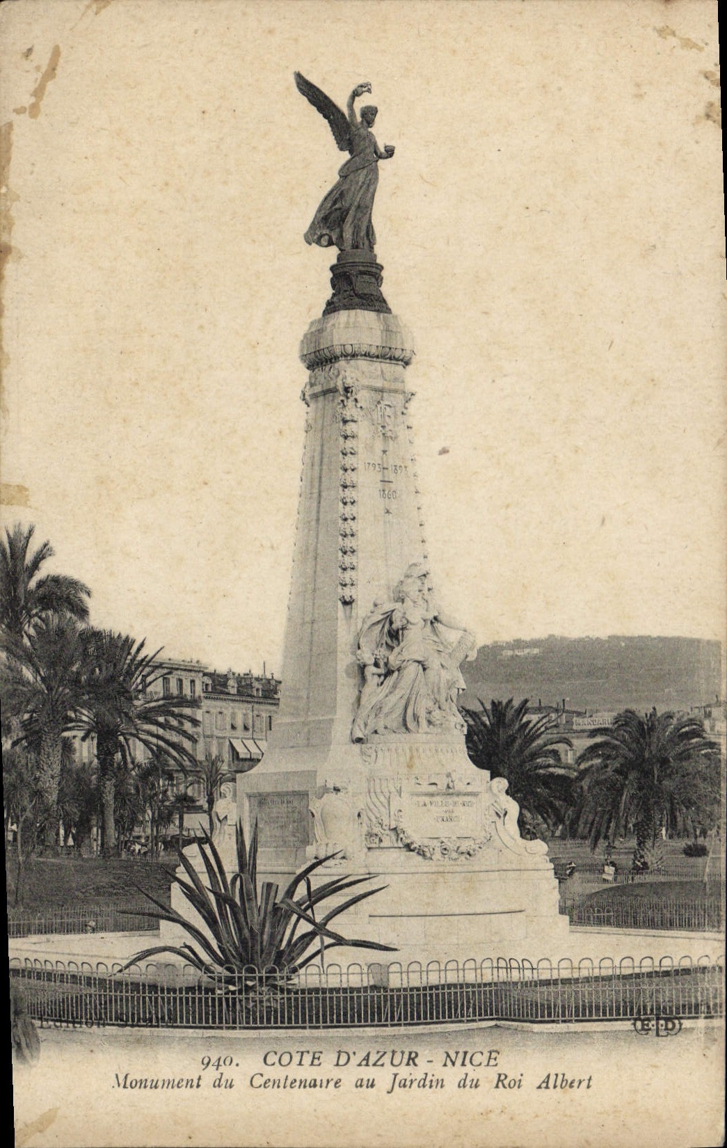CPA Cote d'Azur Nice monument du Centenaire au jardin du Roi Albert 