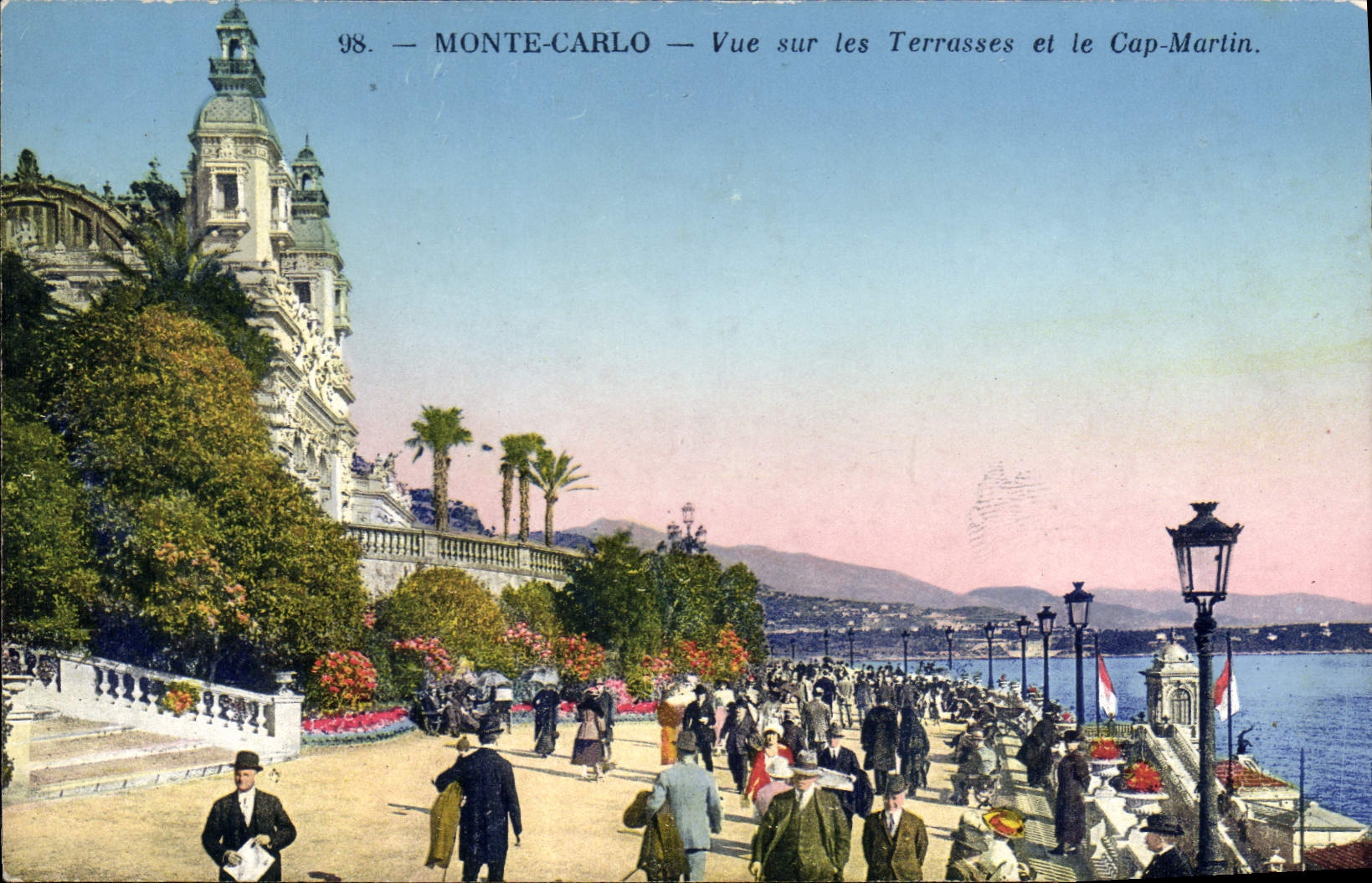 CPA Monte carlo vue sur les terrasses et le Cap Martin