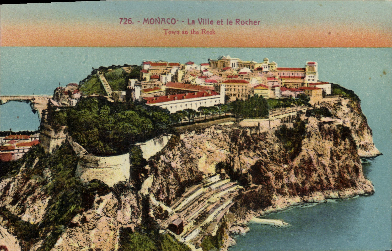 CPA Monte carlo la ville et le Rocher