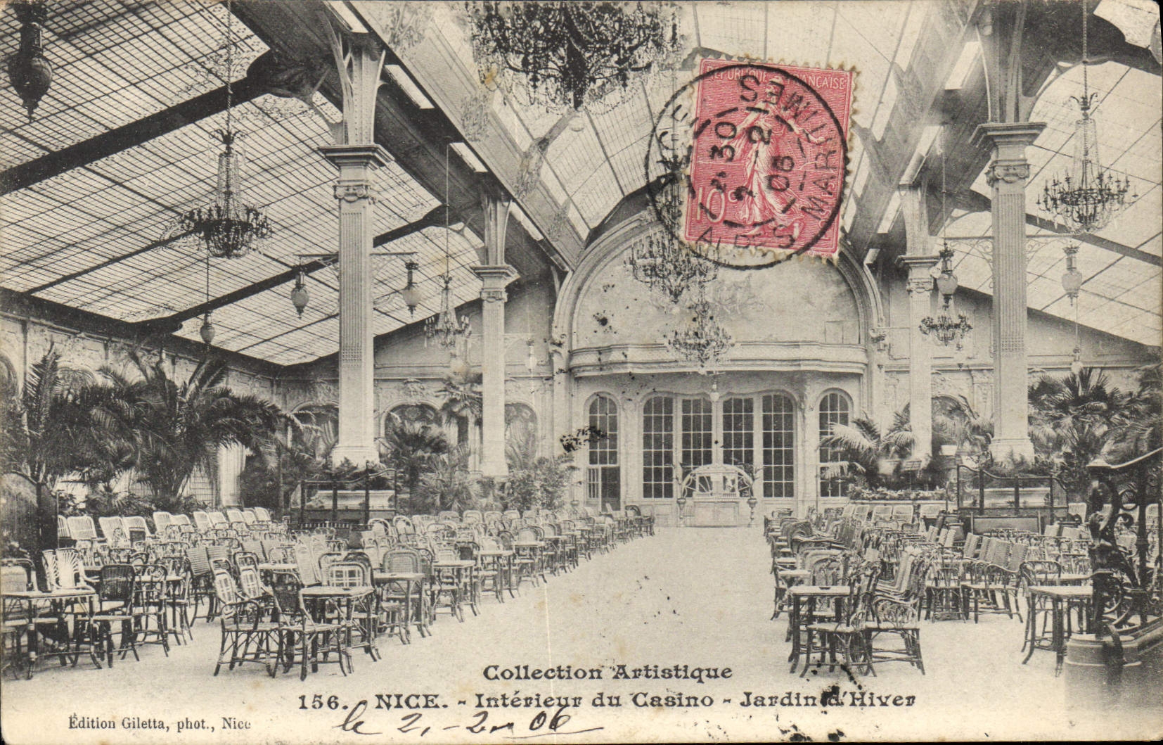 CPA Collection Artistique Nice interieur du casino Jardin d'Hiver 