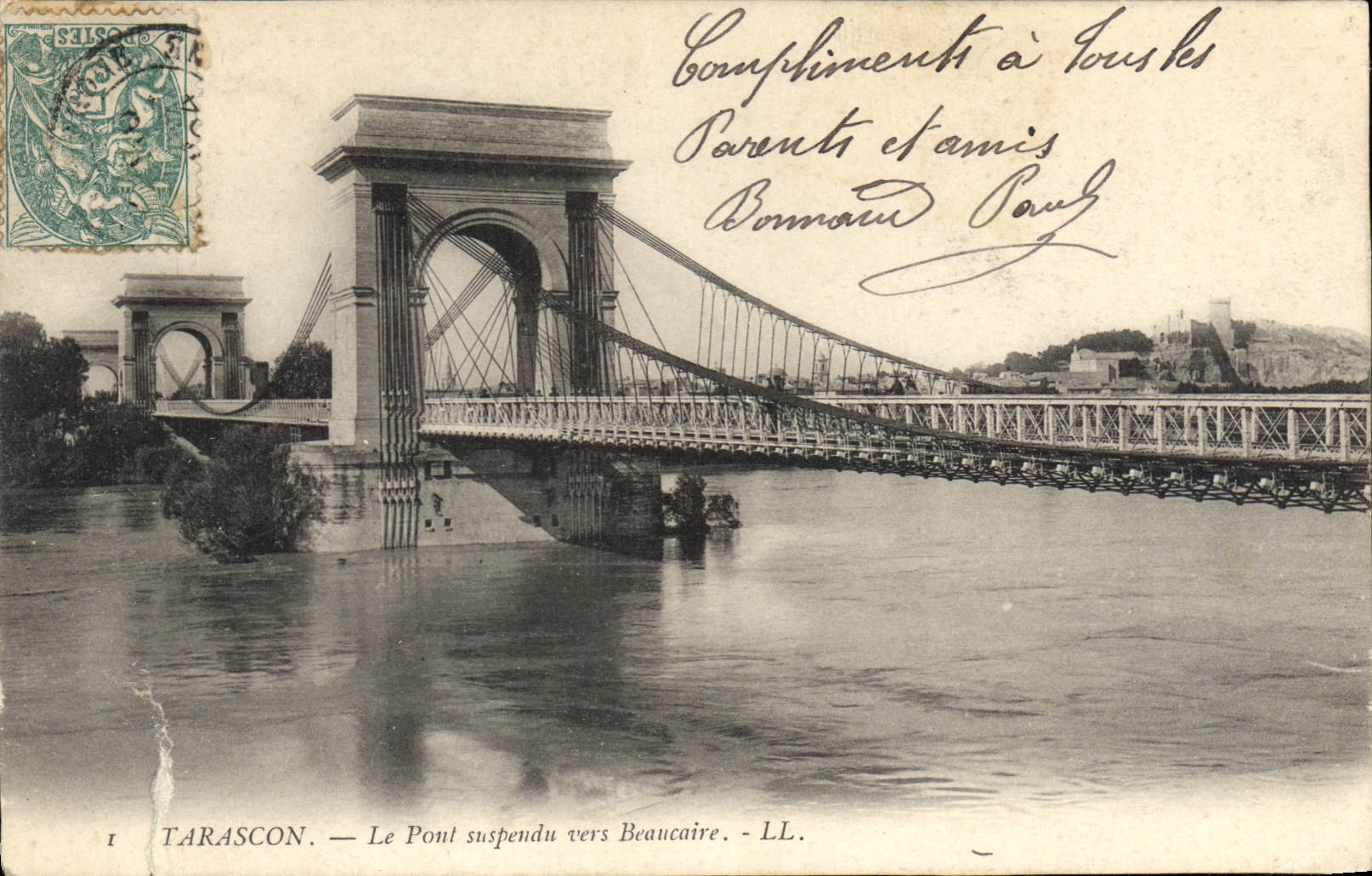 CPA Tarascon Le Pont suspendu vers Beaucaire