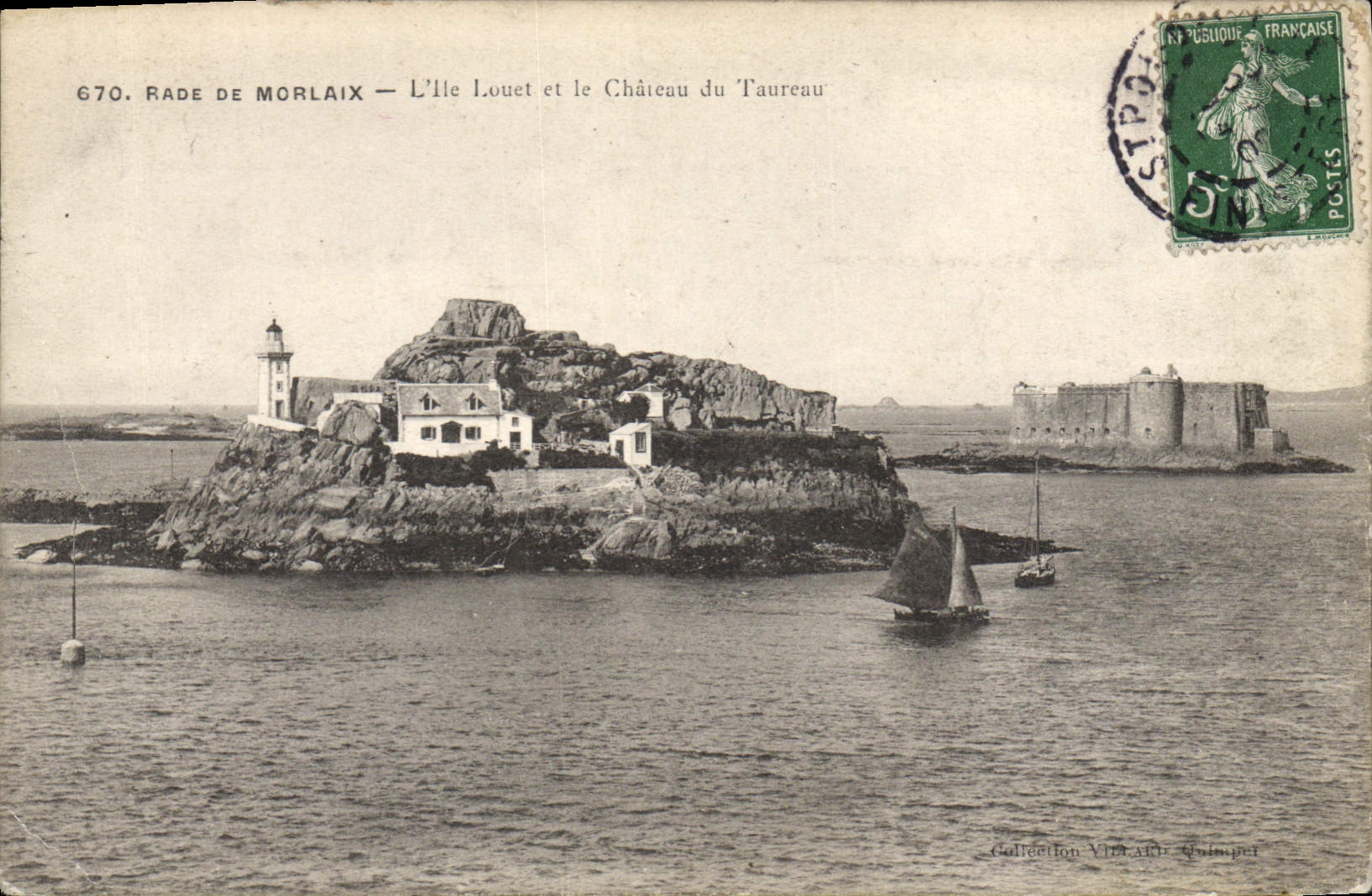 CPA Rade de Morlaix L'Ile Louet et le Chateau du Taureau 
